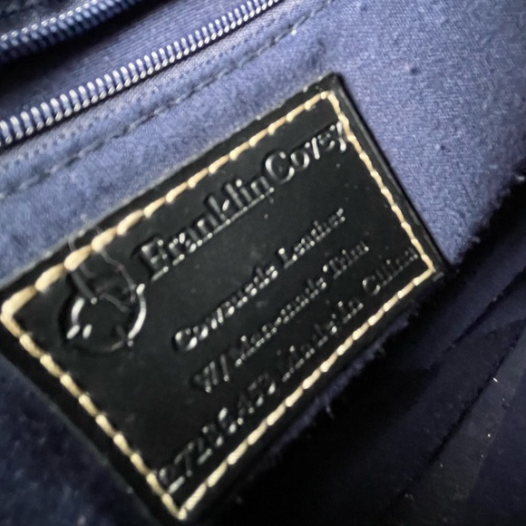 Franklin Covey Blue Suede Leather Shoulder Equestrian Bag Purse - Picture 9 of 13